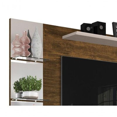 Painel Para Tv Intense Canela Com Off White - Lukaliam Móveis