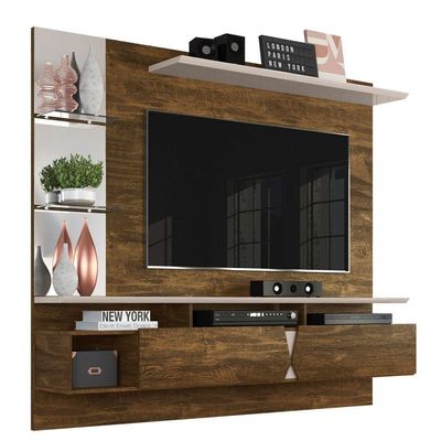 Painel Para Tv Intense Canela Com Off White - Lukaliam Móveis
