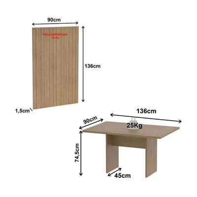 Conjunto Mesa De Escritório Reunião 136cm Com Painel Para Tv Multimóveis Cr25338 Amêndoa