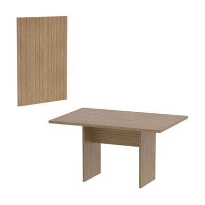 Conjunto Mesa De Escritório Reunião 136cm Com Painel Para Tv Multimóveis Cr25338 Amêndoa
