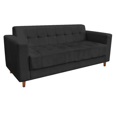 Sofá 3 Lugares Arezzo Suede Preto