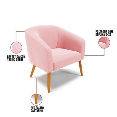 Kit 01 Namoradeira 02 Lugares E 02 Poltronas Rosa Bebê