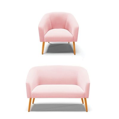 Kit 01 Namoradeira 02 Lugares E 01 Poltrona Suede Rosa Bebê