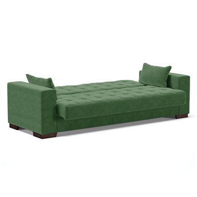 Sofá Cama 02 Lugares Lisboa Suede Pés De Madeira Cor Verde