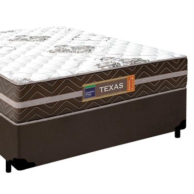 Cama Box Casal Sintético + Colchão Molas Ensacadas Texas Prime Colchões 138cm Marrom - Suporta Até 120 Kg Por Pessoa