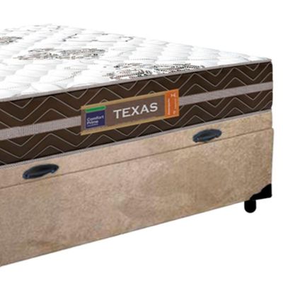 Cama Box Baú Casal Suede + Colchão Molas Ensacadas Texas Prime Colchões 138x188x67cm Cor:bege