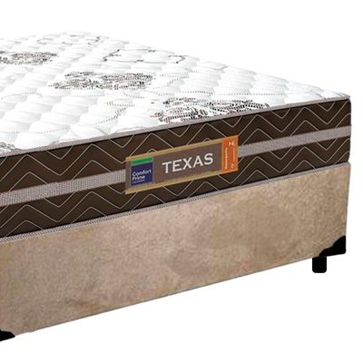 Cama Box Casal Suede + Colchão Molas Ensacadas Texas Prime Colchões Bege 138cm