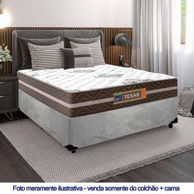 Cama Box Casal Suede + Colchão Molas Ensacadas Texas Prime Colchões 138cm - Suporta Até 120 Kg Por Pessoa Cor:cinza