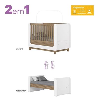 Dormitório Aconchego Guarda Roupa, Cômoda E Berço Branco-jequitibá Com Colchão Supreme - Móveis Henn