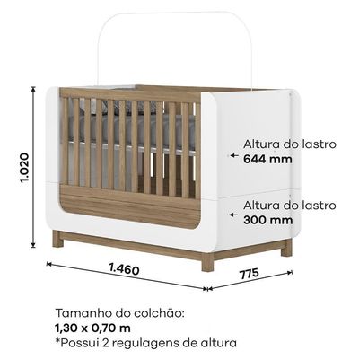 Dormitório Aconchego Guarda Roupa, Cômoda E Berço Branco-jequitibá Com Colchão Supreme - Móveis Henn
