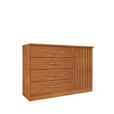 Cômoda Para Quarto Ripada 1 Portas 4 Gavetas - Barcelona-cinamomo - Tcil Móveis