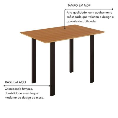 Conjunto Sala De Jantar Mila 4 Cadeiras Ella Preto Liso