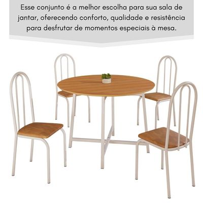 Conjunto Sala De Jantar 90cm Ilhabela 4 Cad Branca C- Jambo