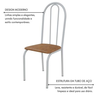 Conjunto Sala De Jantar 90cm Ilhabela 4 Cad Branca C- Jambo
