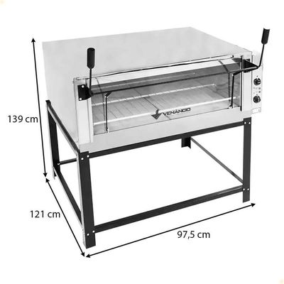Forno Industrial Venâncio Roma Inox 110 Cm Elétrico 220V Com Pedra Refratária Feri110