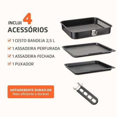 Fritadeira Air Fryer Forno Oven 12l Mondial Inox Preto 2000W AFON-12L-BIN 110V