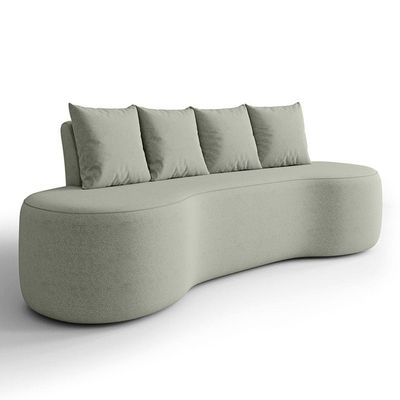 Sofá 3 Lugares Orgânico 210cm Com Almofadas Benin Bouclê B03 - D'rossi Cor Menta