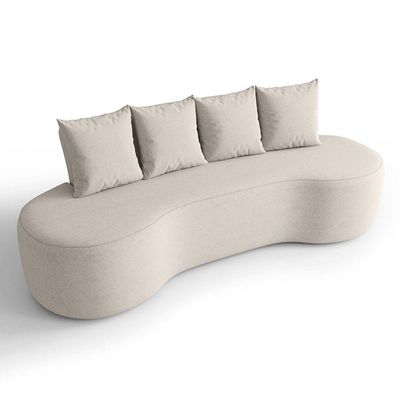 Sofá 3 Lugares Orgânico 210cm Com Almofadas Benin Bouclê B03 - D'rossi Cor Bege
