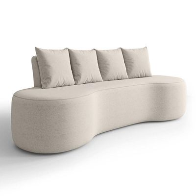 Sofá 3 Lugares Orgânico 210cm Com Almofadas Benin Bouclê B03 - D'rossi Cor Bege