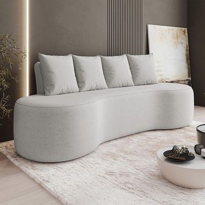 Sofá 3 Lugares Orgânico 210cm Com Almofadas Benin Bouclê B03 - D'rossi Cor Cinza