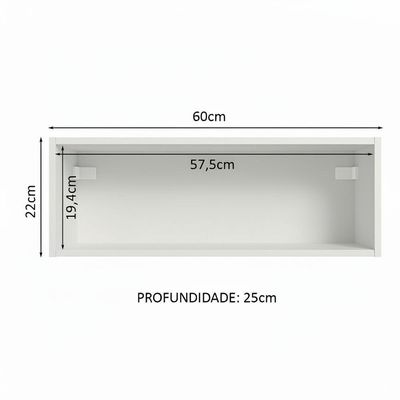 Armário Aéreo Com Nicho Aberto 60cm Branco Emilly Madesa