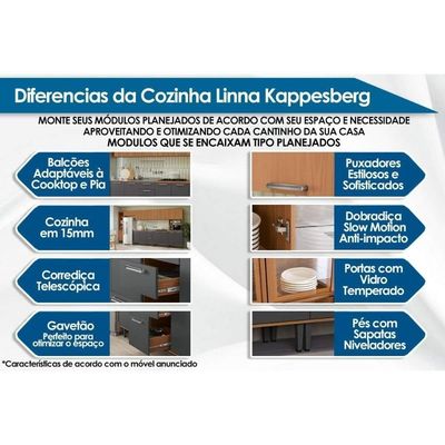Armário Aéreo Cozinha Linna T731 C/ 2 Portas 80cm Canela Kappesberg