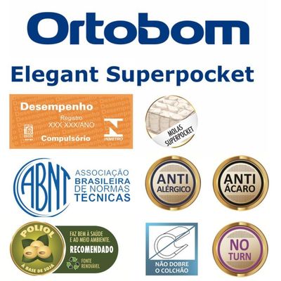 Colchão de Espuma Casal Elegant Superpocket Queen Size 158x198x28cm 1041527883 Ortobom Colchao E