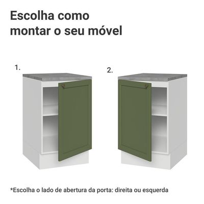 Balcão De Cozinha 50cm 1 Porta Branco/verde Vik Madesa Branco/verde