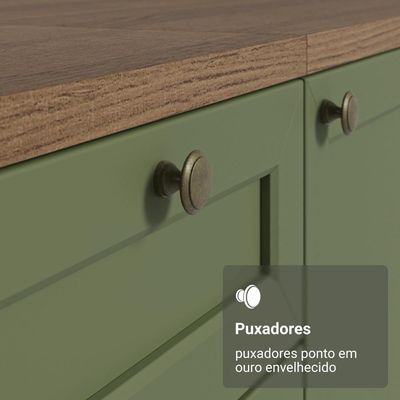 Balcão De Cozinha 50cm 1 Porta Rustic/verde Vik Madesa Rustic/verde