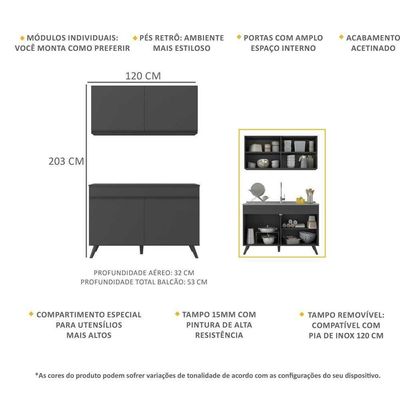 Armário De Compacta 2 Peças Multimóveis Preto