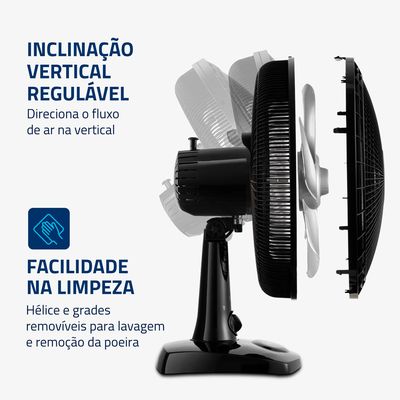 Ventilador de Mesa Mondial 6 Pás Super Power Preto VSP-30-B - 30cm 127V