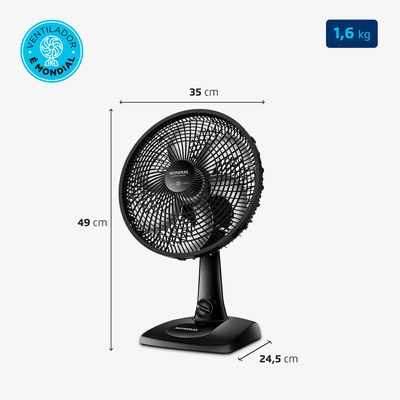 Ventilador de Mesa Mondial 6 Pás Super Power Preto VSP-30-B - 30cm 127V