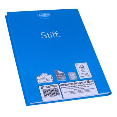Caderno Jandaia Brochura Capa Dura 1/4 Azul 96 Folhas