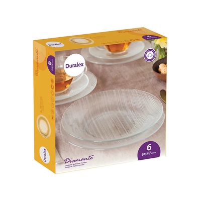 Conjunto de 6 Pratos Fundos Duralex Diamente 23cm Nadir