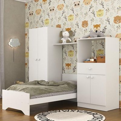Quarto Infantil Com Berço 3 Em 1 E Colchão Incluso Luíza Multimóveis Branco