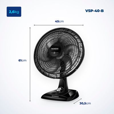 Ventilador de Mesa Mondial 6 Pás Super Power VSP-40-B - 40cm 127V