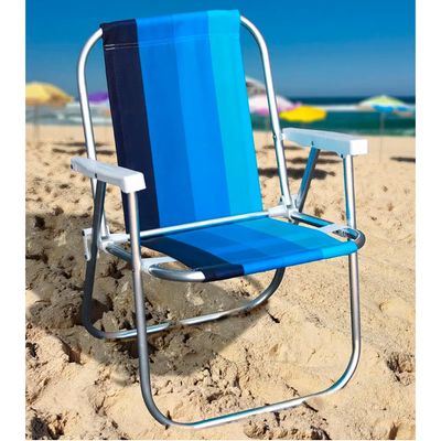 Cadeira de Praia Alta Botafogo em Alumínio Cores Diversas - Item Sortido