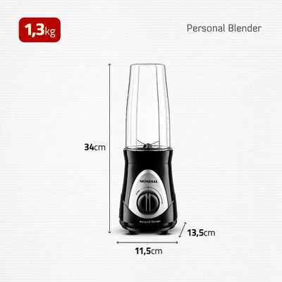 Personal Blender, Mondial, Preto/Prata, 300W, 220V - DG-01