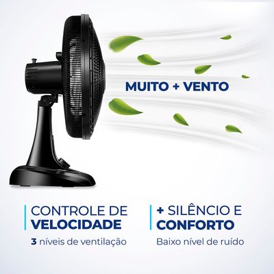 Ventilador de Mesa Mondial 6 Pás Super Power Preto VSP-40-B - 40cm 220V