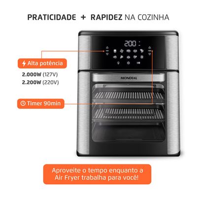 Fritadeira Air Fryer Forno Oven 12L 220V - Mondial