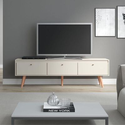 Rack Retrô Memphis Para Tv Até 65 Polegadas 3 Portas Menu Móveis Champanhe
