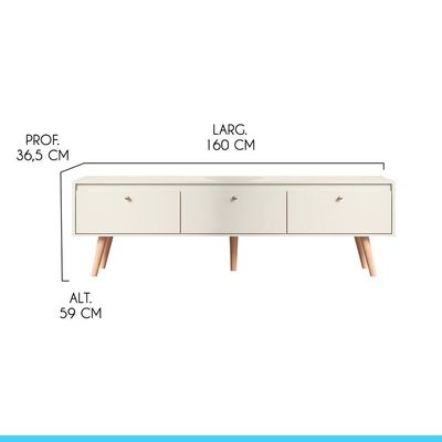Rack Retrô Memphis Para Tv Até 65 Polegadas 3 Portas Menu Móveis Champanhe