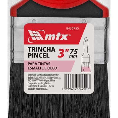 Trincha Pincel 3'' Tintas Esmalte óleo Cerdas Pretas Mtx