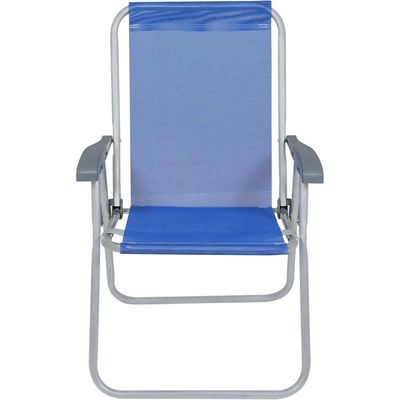 Cadeira De Praia Alta Alumínio Azul Bel Relax Comfort 120kg