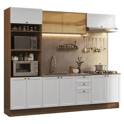 Armário De Cozinha Completa 270 Cm Rustic/branco Vik Madesa 02 Rustic/branco