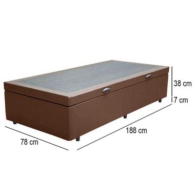 Cama Box Baú Solteiro Sintético Mega Cama Marrom 88x188x45cm