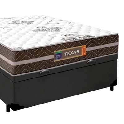 Cama Box Baú Casal Sintético + Colchão Molas Ensacadas Texas Prime Colchões 138cm - Suporta Até 120 Kg Por Pessoa Cor:ci