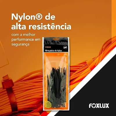 Abraçadeira De Nylon Foxlux 200mmx2.5mm Preto