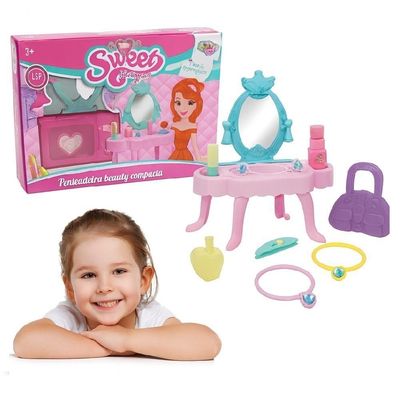 Penteadeira Infantil Princesa Rosa Menina Com Espelho E Acessórios