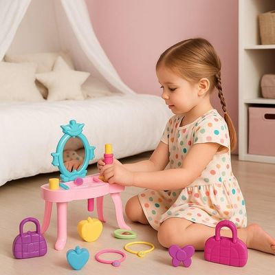Penteadeira Infantil Princesa Rosa Menina Com Espelho E Acessórios